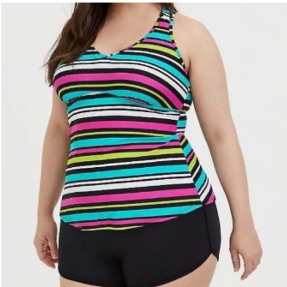 torrid Other - 3X Torrid multi stripes racerback swim top wire free support athletic style